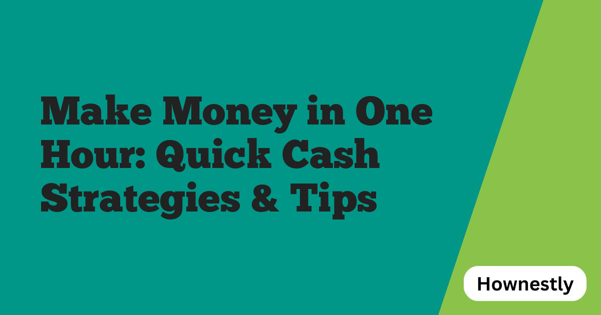 Make Money in One Hour: Quick Cash Strategies & Tips