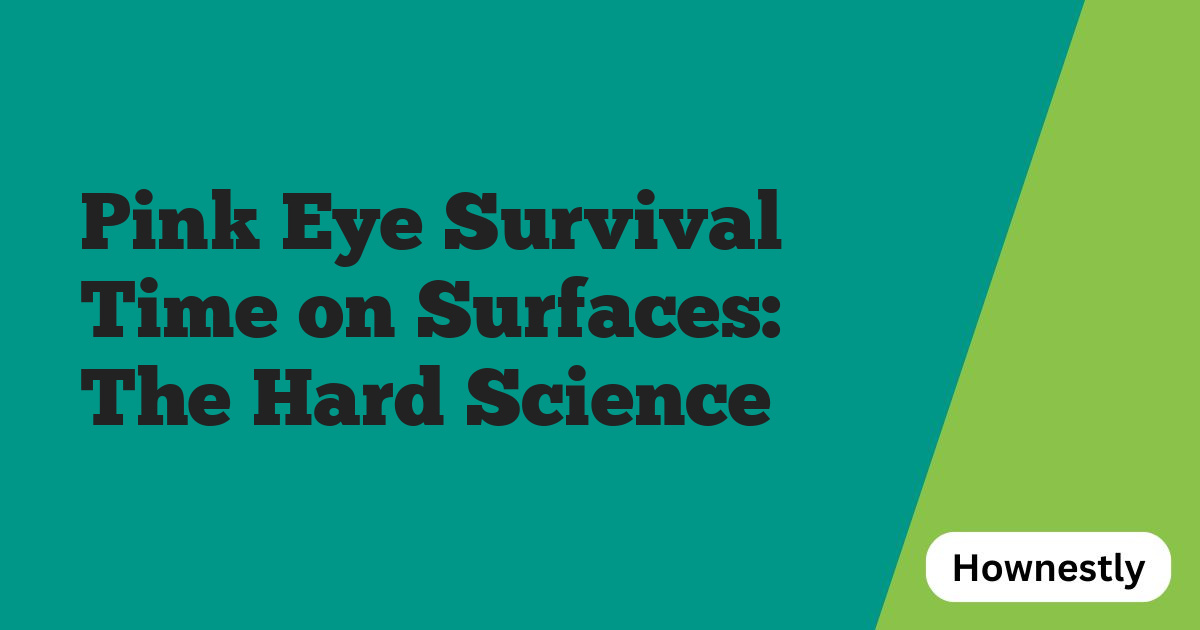 Pink Eye Survival Time on Surfaces: The Hard Science