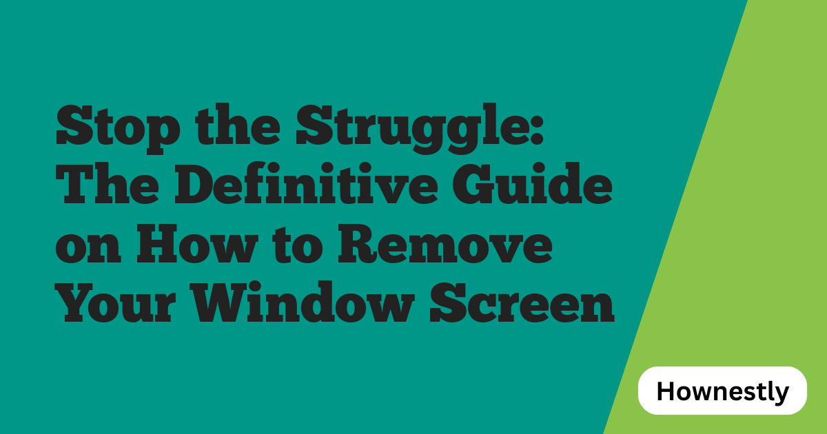 Stop the Struggle: The Definitive Guide on How to Remove Your Window Screen